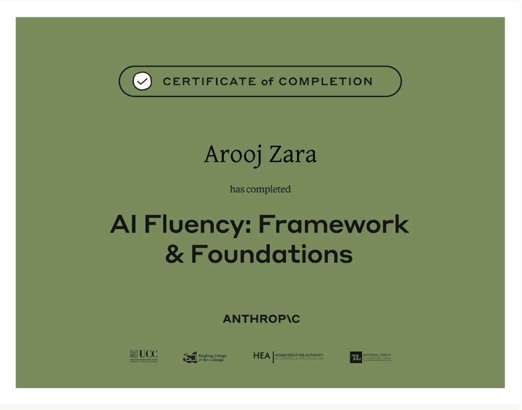 AI Fluency: Framework & Foundations certificate