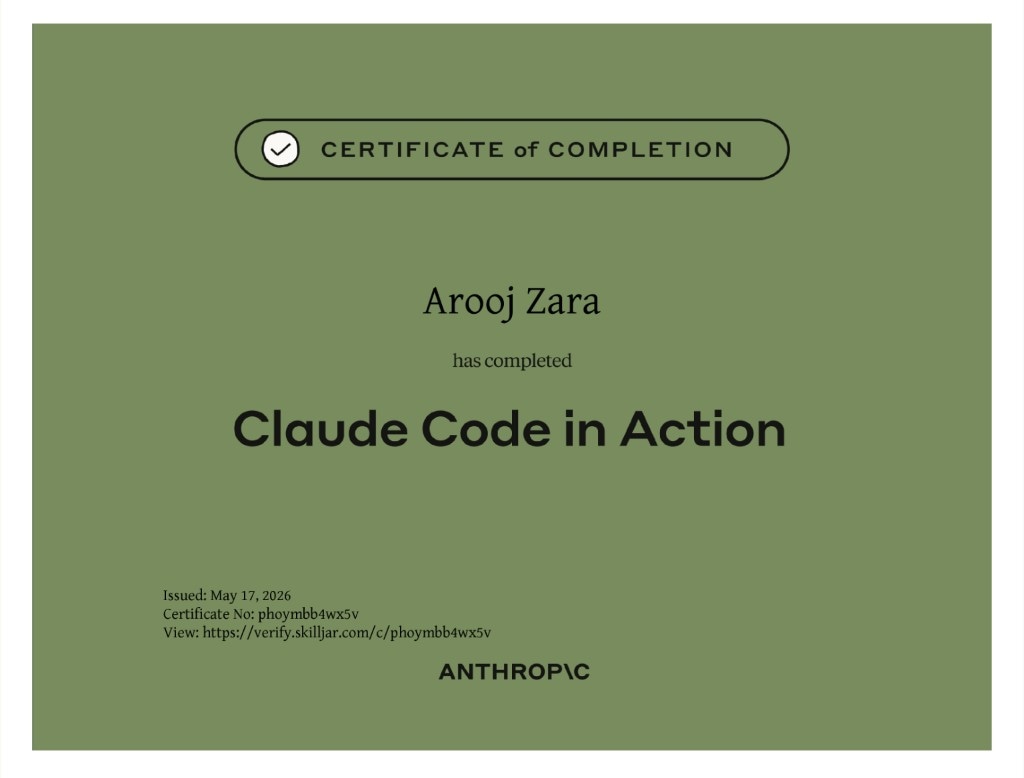 Claude Code in Action certificate